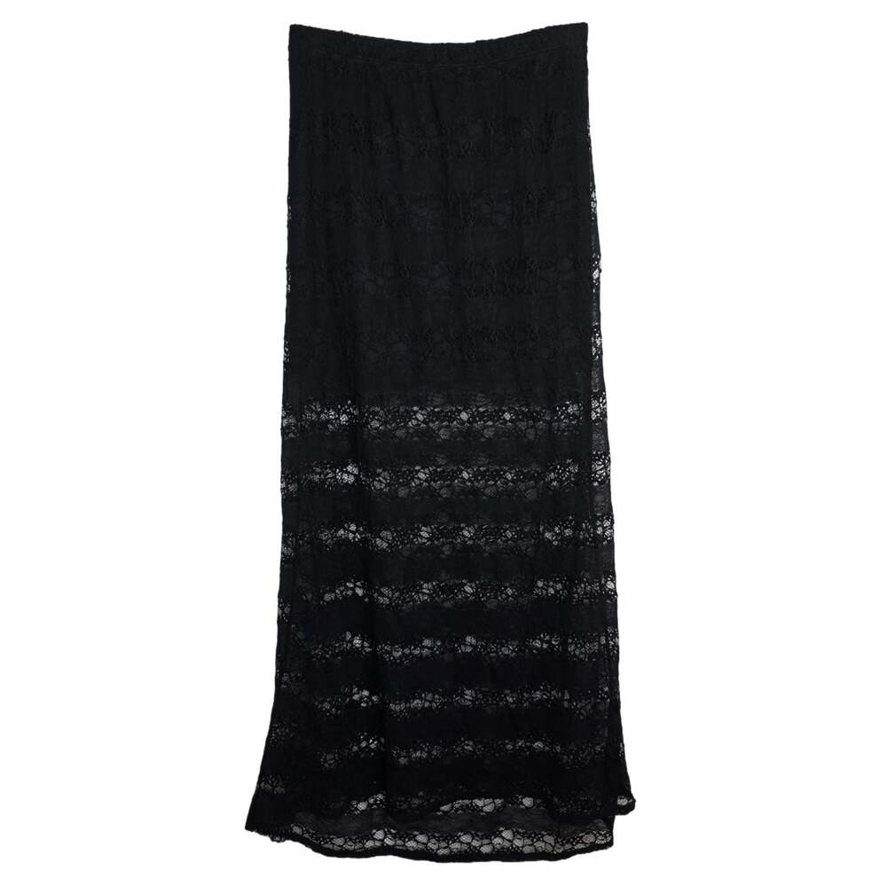 Lily White Black Lace Overlay Maxi Skirt with Elastic Waist Size M